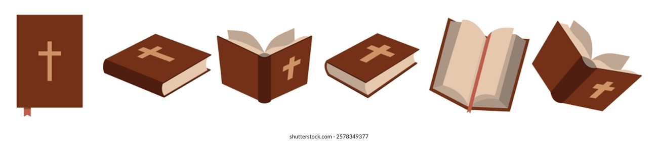 Holy Bible, Christianity Book Vector Set