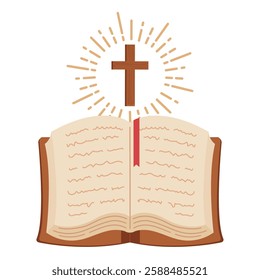 Holy bible with cross icon