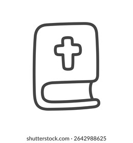 Holy Bible with cross. Religious book symbolizing faith and prayer, commonly associated with Thanksgiving and pilgrim tradition. Hand drawn illustration. Vector 10 EPS.