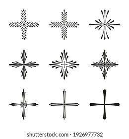 Holy Bible Cross vector clipart set isolated on white background. Traditional Easter ornament for Christian spring holidays.