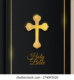 Holy bible design over black  background, vector illustration.