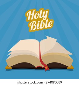 Holy bible design over blue background, vector illustration.