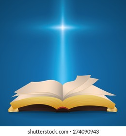Holy bible design over blue background, vector illustration.