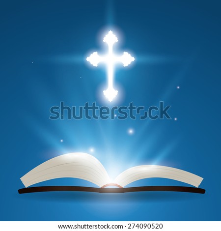 Holy bible design over blue background, vector illustration.