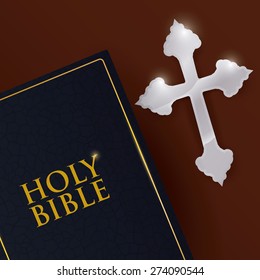 Holy bible design over red background, vector illustration.