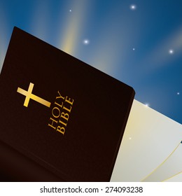 Holy bible design over space background, vector illustration.