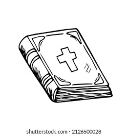 Holy Bible in doodle style. Isolated vector sketch. Easter concept