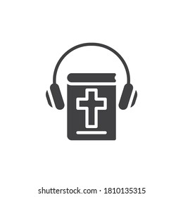 Holy bible e-book vector icon. filled flat sign for mobile concept and web design. Religion lesson audio book glyph icon. E-learning symbol, logo illustration. Vector graphics