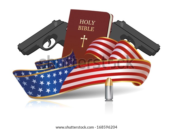 Holy Bible Guns American Flag Ribbon Stock Vector (Royalty Free ...