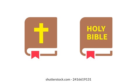 Holy Bible icon. Closed book with Cross. Isolated on white background. Vector illustration