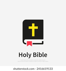 Holy Bible icon. Closed book with Cross. Isolated on white background. Vector illustration