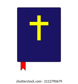 Holy bible icon. Colored element. Religion background. Isolated object. Flat design. Vector illustration. Stock image. 