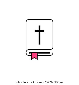 Holy Bible icon with the cross. Vector illustration.