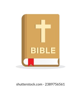 Holy bible icon in flat style. Christianity book vector illustration on isolated background. Religion sign business concept.