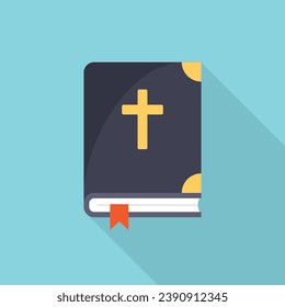 Holy bible icon in flat style. Christianity book vector illustration on isolated background. Religion sign business concept.