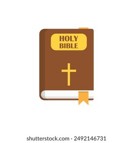 Holy bible icon in flat style. Christianity book vector illustration on isolated background. Religion sign business concept.