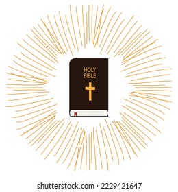 Holy bible with lights from it. Vector illustration.