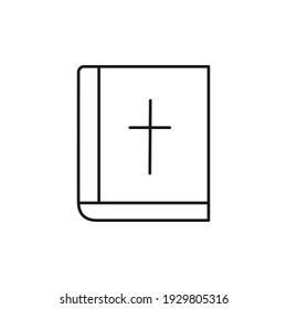 Holy bible line book icon. Religion outline symbol. Vector isolated on white