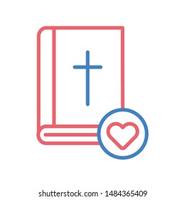 Holy Bible line color icon. Social help. Church charity. Volunteering concept. Sign for web page, mobile app, banner, social media, button, logo. Vector isolated button. Editable stroke.