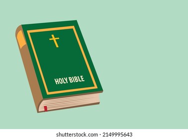 Holy Bible on isolated green color. Editable Clip Art.