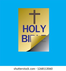 The Holy Bible was opened on a blue background.