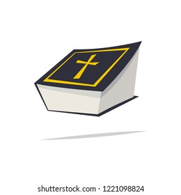 Holy Bible symbol. Christian religious Cross logo, Religious Lecture. Self-education. Bible Study, Religion concept. Flat vector illustration in cartoon style isolated on white background.