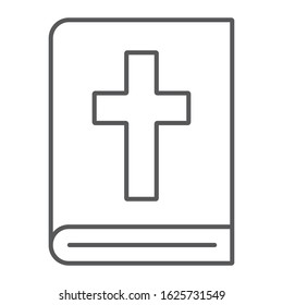 Holy Bible thin line icon, religion and prayer, holy book sign, vector graphics, a linear pattern on a white background, eps 10
