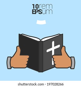 Holy bible un hands. Vector illustration.