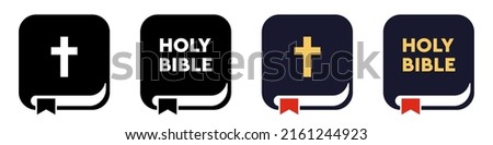Holy Bible various vector icons. Set isolated on white