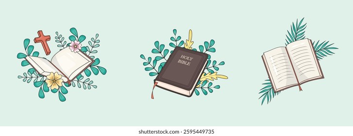 Holy bible vector collection, christian holy book vector
