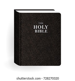Holy Bible. Vector Leather Brown Book. Isolated on White