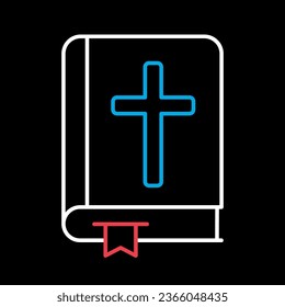 Holy bible wedding isolated on black background icon. Vector illustration, romance elements. Sticker, patch, badge, card for marriage, valentine
