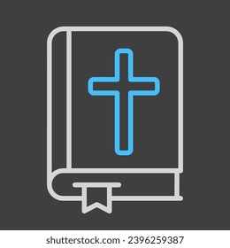 Holy bible wedding isolated on dark background icon. Vector illustration, romance elements. Sticker, patch, badge, card for marriage, valentine