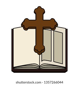 holy bible with wooden cross