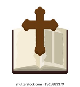holy bible with wooden cross