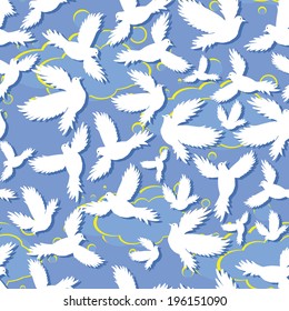 Holy birds dove seamless pattern. Vector illustration design. Pigeon as symbol of love, peace.
