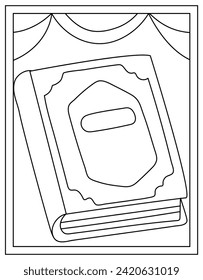 Holy book coloring page designed in hand drawn vector 