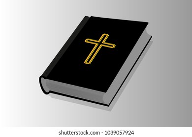 Holy book, Book with cross - vector illustration - black and yellow