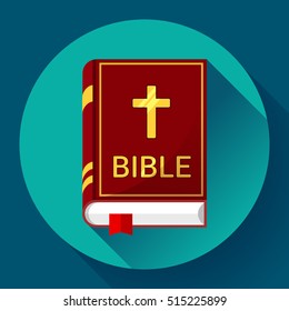 Holy Book icon bible icon flat with long shadow