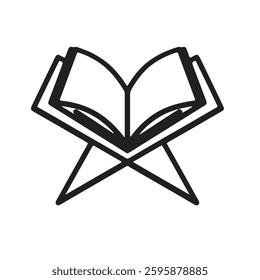 Holy book for muslim people quran for prayer and reading vector illustration icon or logo for web sites, religious education of islam