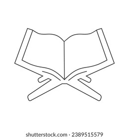 Holy Qur’an Book simple flat line icon for Ramadan vector