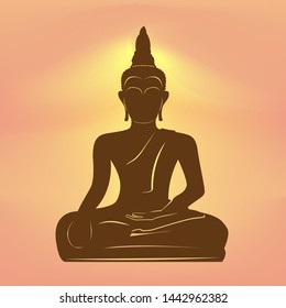 Holy Buddhist Statue, silhouette style vector illustration