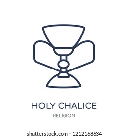 Holy chalice icon. Holy chalice linear symbol design from Religion collection. Simple outline element vector illustration on white background.