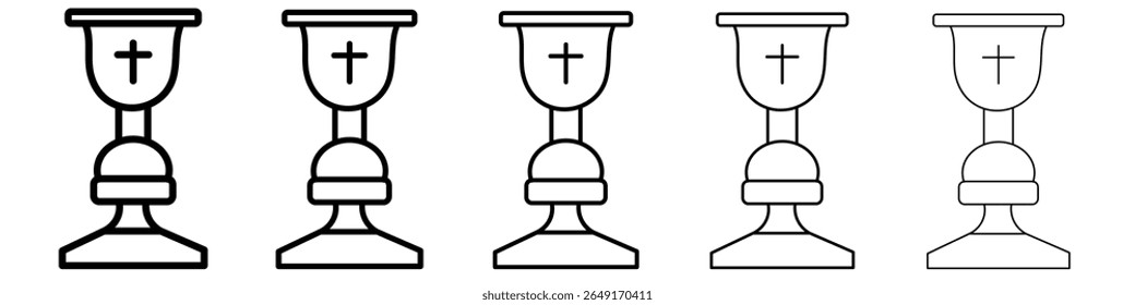 Holy chalice icon thin outline logo mark set