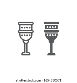 Holy chalice line and glyph icon, religion and prayer, religion cup sign, vector graphics, a linear pattern on a white background, eps 10