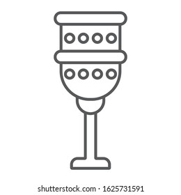 Holy chalice thin line icon, religion and prayer, religion cup sign, vector graphics, a linear pattern on a white background, eps 10