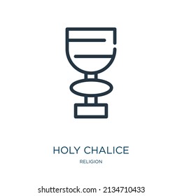 holy chalice thin line icon. communion, holy linear icons from religion concept isolated outline sign. Vector illustration symbol element for web design and apps.