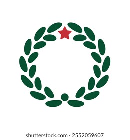 Holy Christmas Wreath Icon, Celebrating 25 December Santa Claus, gift Box, Present, Sleigh symbol Vector