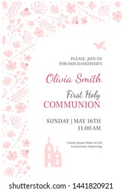 Holy Communion invitation design template. Christianity vector illustration