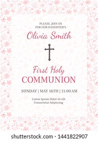 Holy Communion invitation design template. Christianity vector illustration